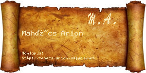 Mahács Arion névjegykártya